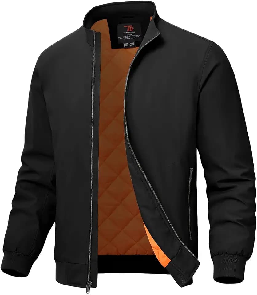 Rdruko Gesteppte Bomberjacke für Herren, lässig, Winter, Windjacke, für Herren, Herbst, gepolstert, durchgehender Reißverschluss, winddicht, Arbeitsmäntel