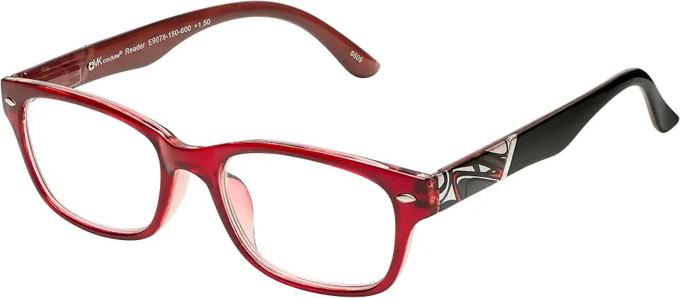 SAV Women's VK Couture 9078 Reading Glasses – Vintage Fashion Readers for Women, Red, +2.50