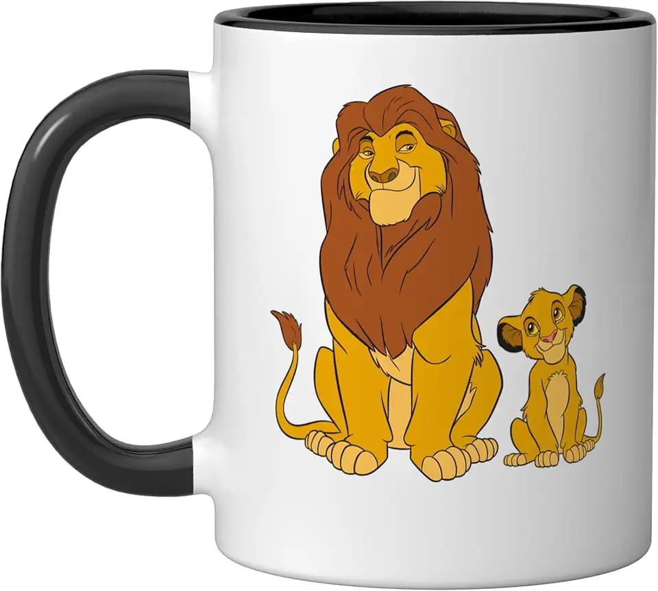 Disney The Lion King Young Simba and Mufasa Ceramic Mug, Black/White, 11oz