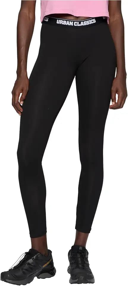 Urban Classics Ladies Logo Leggings, Damen Leggings, erhältlich in black, Größen XS - 5XL