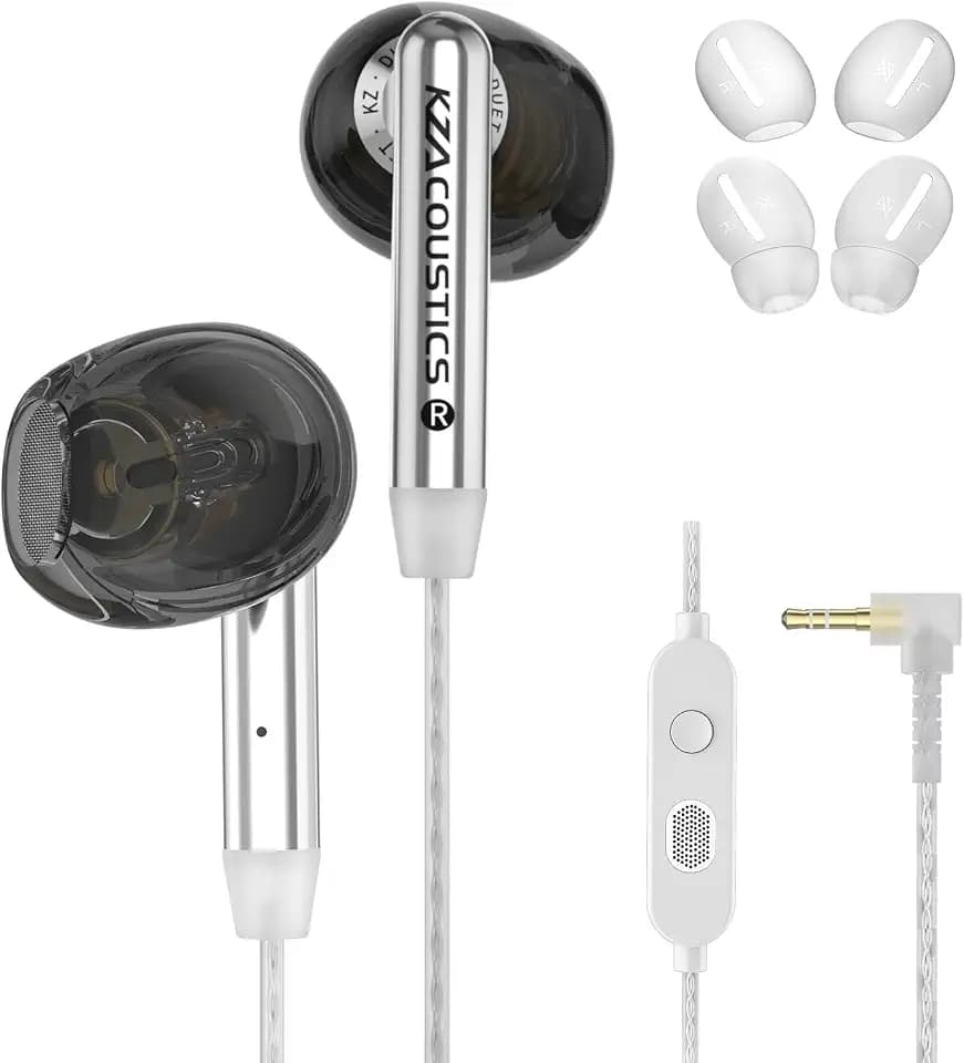 KZ Duet Wired Earbuds with Mic, Dual Driver in Ear Earphone with 3.5mm Jack