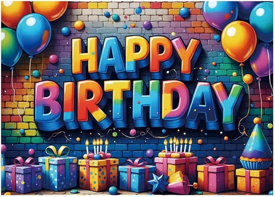 Happy Birthday Backdrop Banner Sign for Boys Girls Colorful Birthday Party Decorations Background Tablecloth Decor Supplies 5.9x3.6Ft