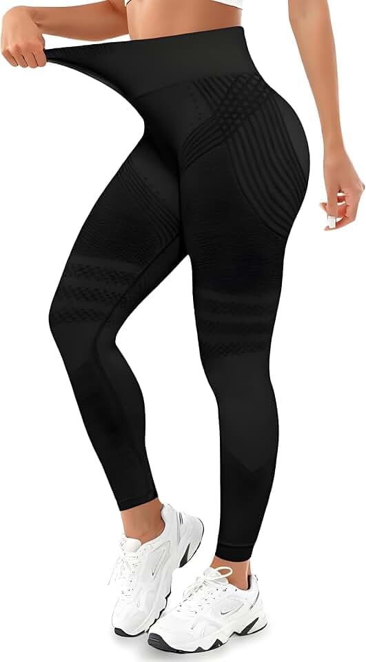Anti-Cellulite Leggings Damen Lang, Kompressions Sportleggings High Waist