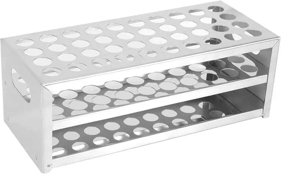 40-Loch Reagenzglashalter, Edelstahl Stanzplatte Reagenzglasständer, Reagenzglashalter mit großer Kapazität, Gewürzregal für Labor, Forschung(15.5/40mm)