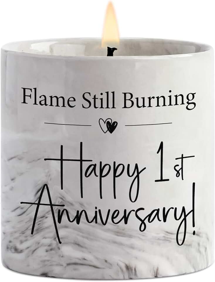 FreeJac 1st Paper Anniversary Candle for Couple - Marble Lavender Gift, 6oz