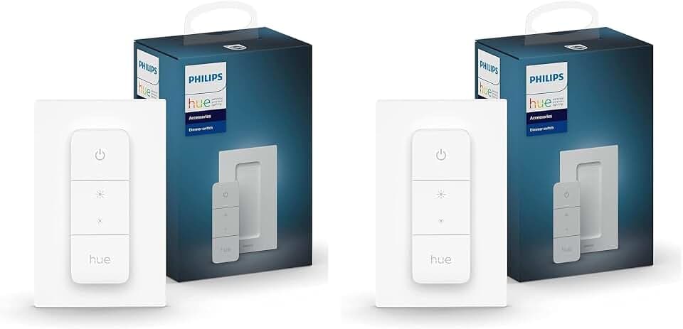 Philips Hue – 2er-Pack Dimmer Switch Weiß (EU/UK) smarter Dimmer zur Steuerung von Leuchten und Lichtszenen, kabelloser Lichtschalter ohne Installation, weiß