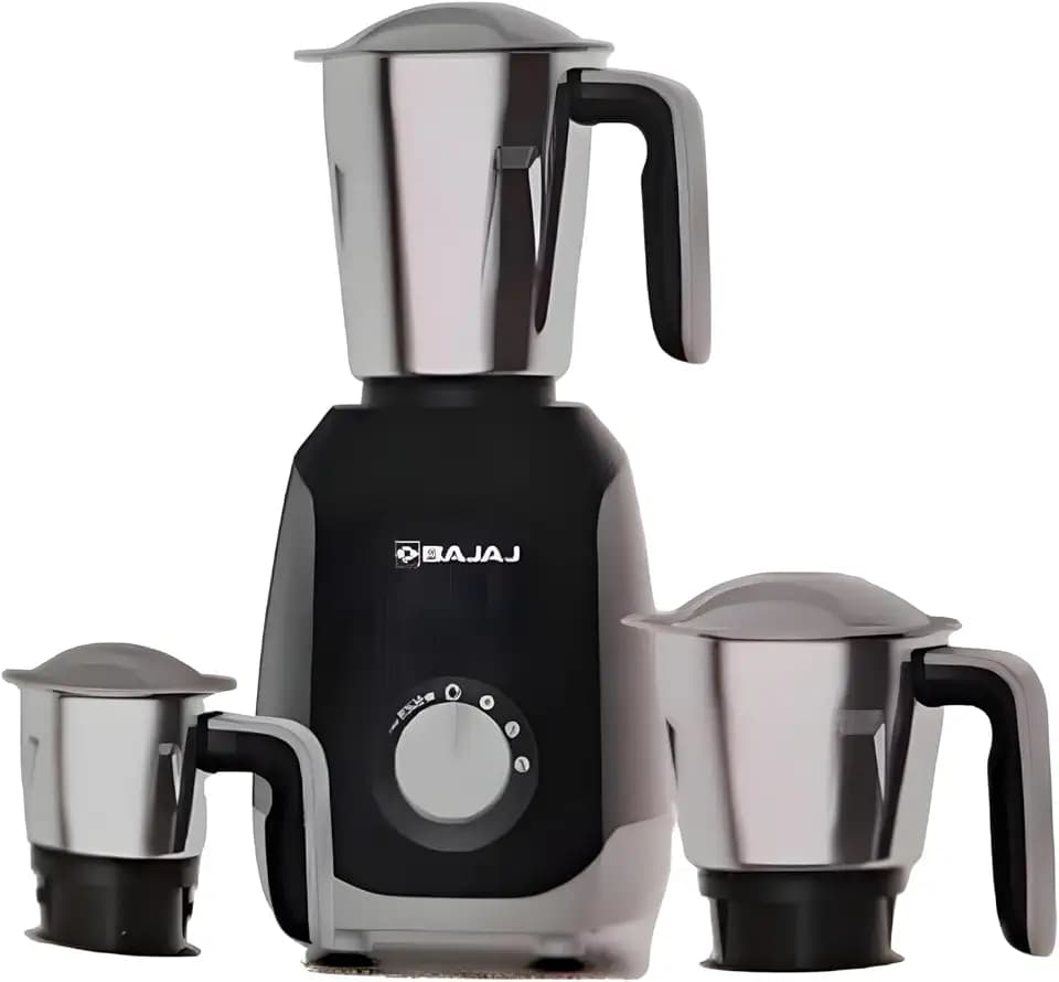 Bajaj Indian Mixer Grinder 3 Jars, Bajaj Ninja Virtue,Quartz,Elegance,500W,750W, (Elegance 500w)