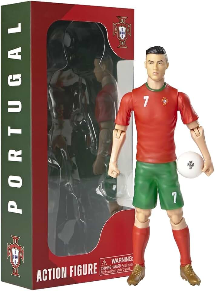 Megableu - Fußballfigur Ronaldo – 20 cm – große Fußballfigur realistisch & beweglich – offizielles Lizenzprodukt – 10 Gelenkpunkte – Spielzeug Fußball Portugal – Geschenkidee für Fans Ronaldo