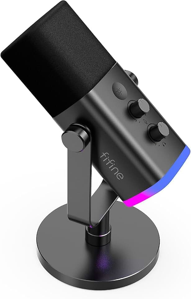 FIFINE XLR Gaming Mikrofon für Streaming Podcast Studio, USB Dynamisch Microphone PC mit Stummschalttaste, für PS4/5 Mac Mixer Soundkarten