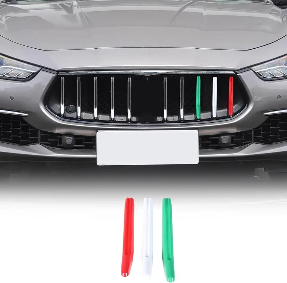 Front Grill Cover Trims Compatible with Maserati Ghibli Quattroporte 2022 2023 2024 2025 2026,3 Color Car Front Grill Decoration Strips Exterior Accessories