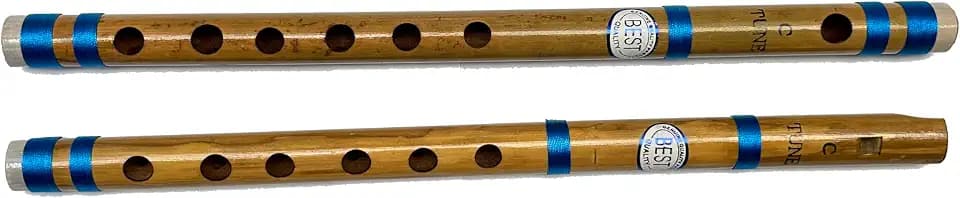 Bansuri-Flöten aus Bambus, indische Vansali-Flöten, Konzertflöten für Anfänger und Profis, Normaltonleiter C-Dur, 33 cm, Blockflöte und Querflöte im Set