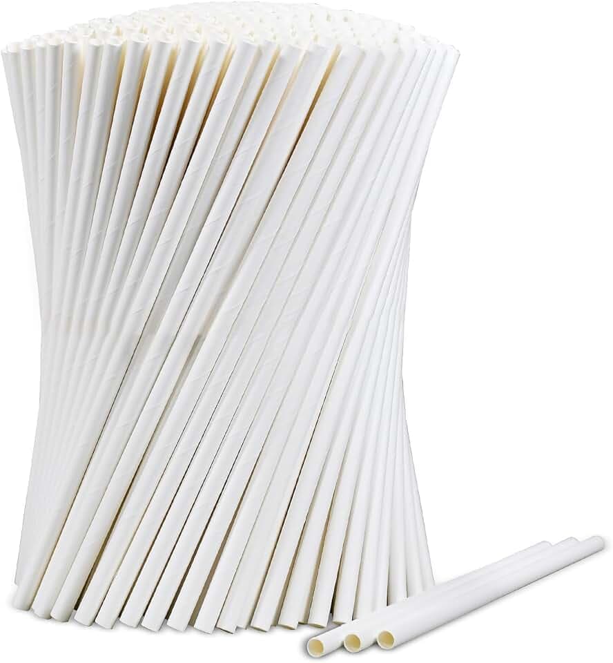 Weiße Papierstrohhalme, 1000 Stück, Großpackung – Einweg Trinkhalme, 19,7 cm x 0,6 cm, für Party, Hochzeit, Getränke