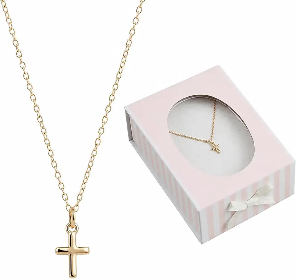 Mud Pie Gold Cross Necklace for Kids, Baby and Toddler Baptism Jewelry