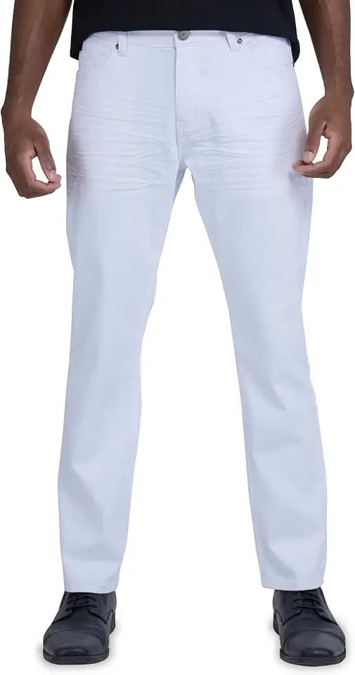 X RAY Jeans Men's Stretch Pants, Slim Fit Flexible Commuter Colored Denim Jeans, Casual Pants for Men, White, 30W X 30L