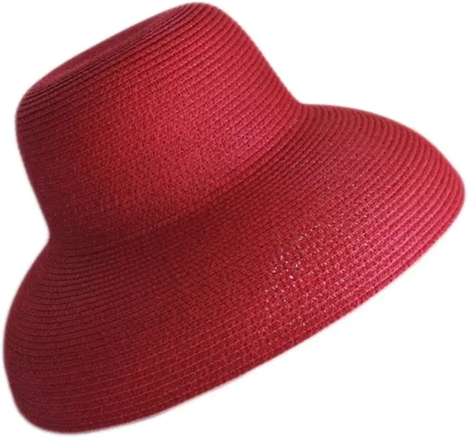 Wide-Brim Classic Elegant Style Foldable Straw Hat Women's Retro UV Resistant Sun Hats for Outdoor, Beach and Travel