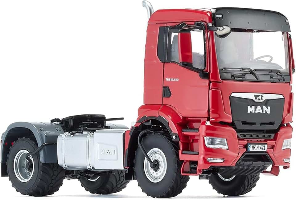 Wiking 077653 MAN TGS 18.510 4x4 BL 2-Achs Zugmaschine, Modell-LKW, 1:32, Metall/Kunststoff, Ab 14 Jahre, Viele Funktionen, Inkl. Reifendruck-Regelanlage, Schwenkbarer Kühlergrill, Rot