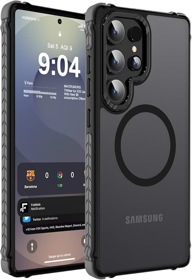 DEERLAMN Strong Magnetic Case for Samsung Galaxy S25 Ultra, Matte Black