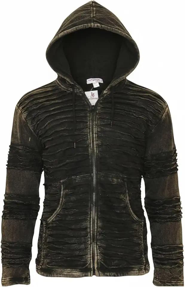 SHOPOHOLIC FASHION Herren Fleecefutter Stonewashed Messer Geschnitten Gothik Winterjacke