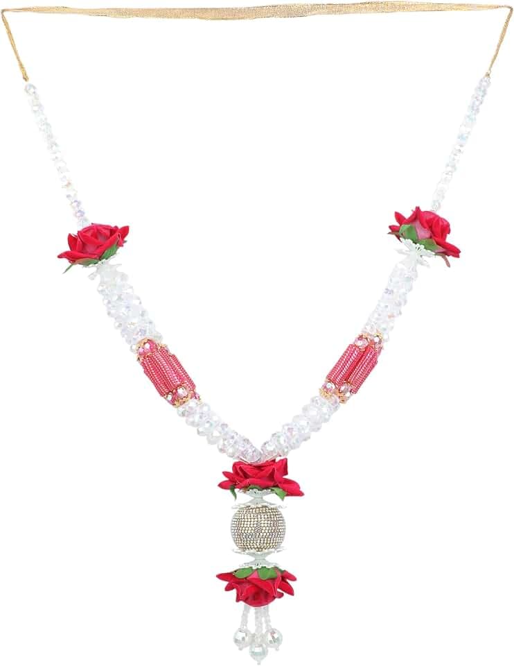 Mala Ribbon Flower Garland Mala for God Idol Pooja Sringar Ornament(11")