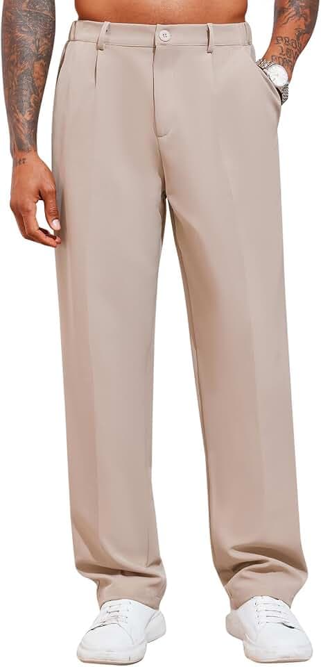 Runcati Herren Chino Hose Stretch Anzughose mit Taschen
