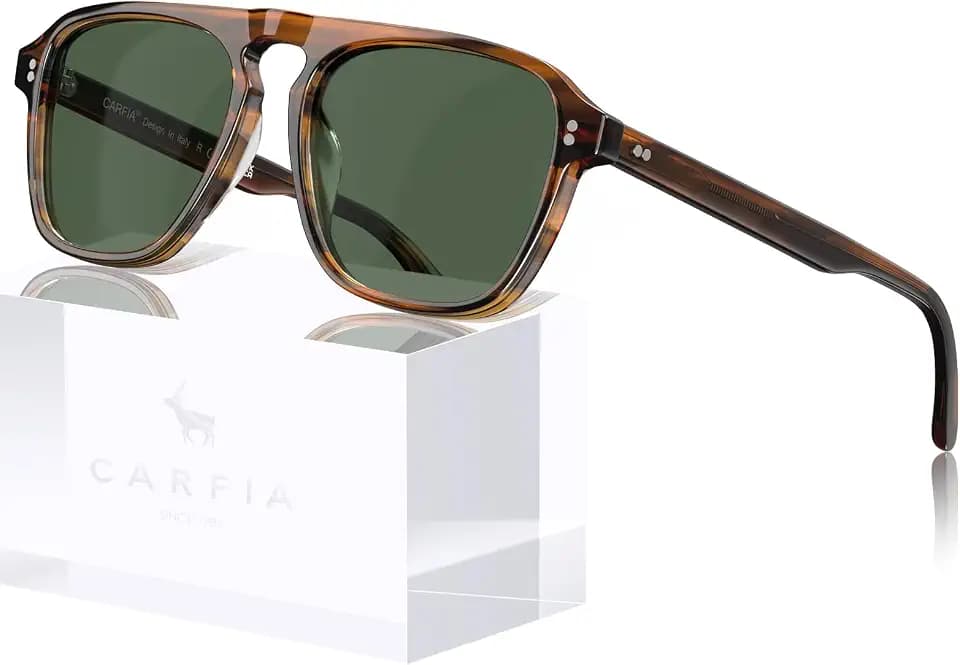 CARFIA Polarisierte Sonnenbrille Herren Rechteckig Acetatrahmen