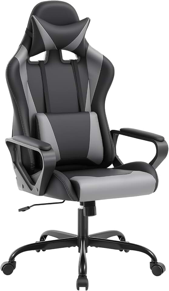 BestOffice Ergonomic Gaming Chair for Adults, Video Game Chair, Gray