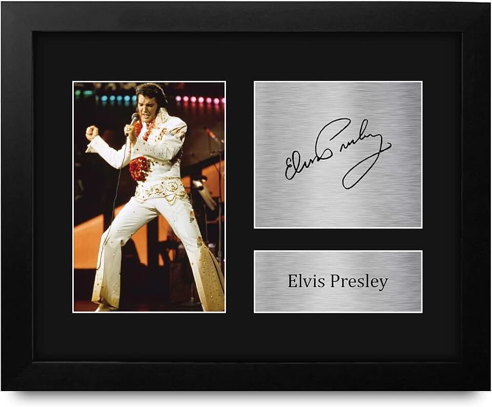 HWC Trading Elvis Presley Gifts USL Framed Printed Signed Autograph Picture for Music Memorabilia Fans - US Letter Size