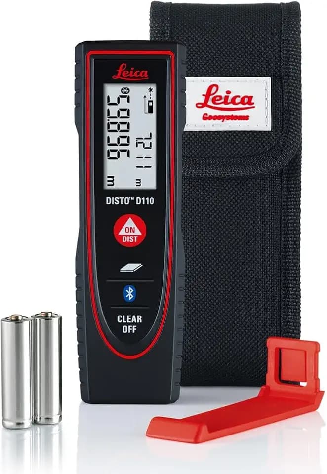 Leica DISTO D110 – kompakter Laser Entfernungsmesser mit Bluetooth (App-Nutzung) für Distanz- und Flächenmessungen (Innenbereich mit 60m Reichweite)