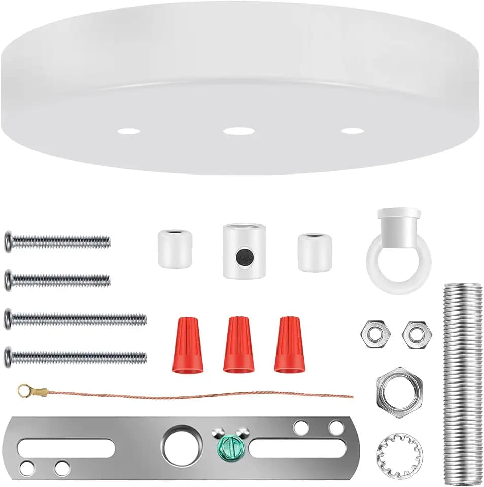6 Inches Light Canopy Kit with Heavy Duty Replacement Ceiling Cover Plate & Mounting Hardware for Lighting Fixtures Chandelier Pendant Lamp or DIY Project (White)