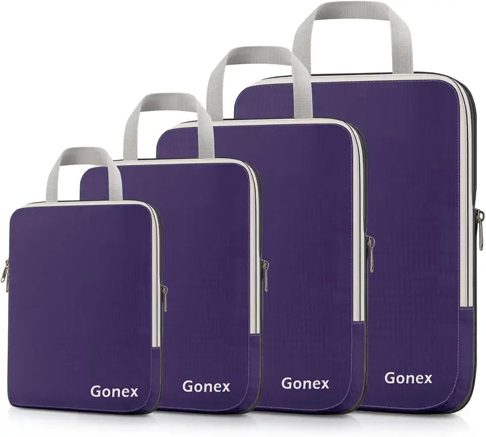 Gonex Compression Packing Cubes, 4-Piece Expandable Travel Organizers