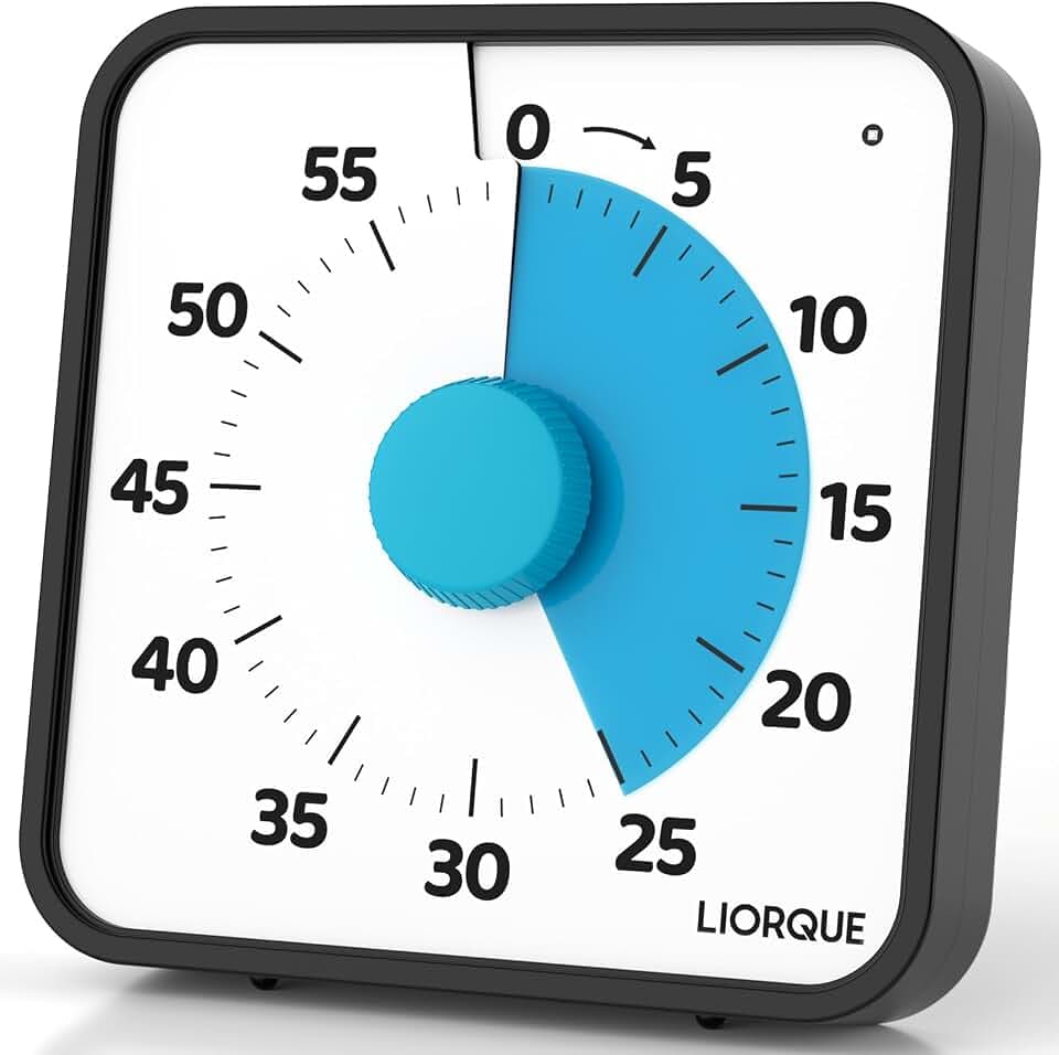 LIORQUE 19cm Visueller Timer 60 Minuten Countdown Timer