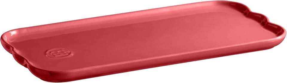 Emile Henry Made In France Ceramic Serving Platter Plate, Madeleine Collection 12.4" x 5.9", Rose Candy