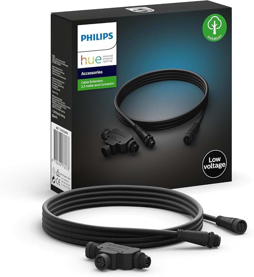 Philips Hue Niedervolt-Verlängerungskabel, 2,5m, Schwarz