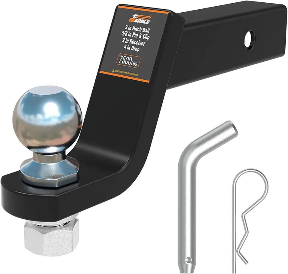 DEEAGLE 2 inch Ball Hitch with Pin, Fits 2 in Receiver, 7500lbs, 4 in Drop