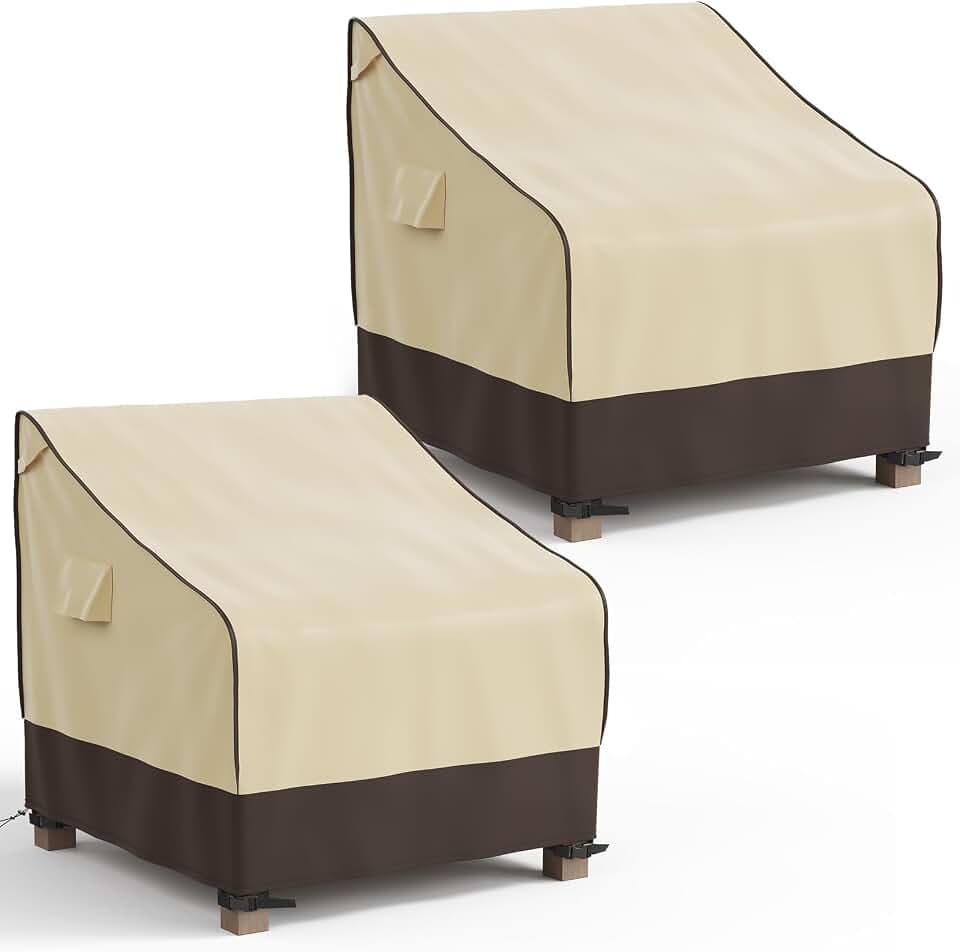 MR. COVER Patio Chair Covers Waterproof, Outdoor Furniture Covers for Rocking & Adirondack Chairs, Fits up to 35"W x 37"D x 36"H, Moisture-proof & UV-protection, Brown & Khaki, 2 Pack