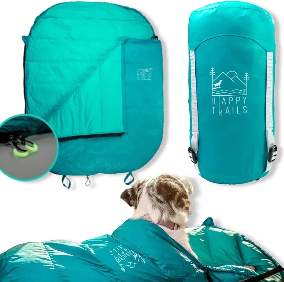 Ultraleichter Hundeschlafsack, Rucksackreisen, Outdoor-Hundebett zum Wandern, Rucksackausrüstung für Hunde, Wanderausrüstung, Campingausrüstung, verstaubarer Schlafsack für Hunde, Reisebett (Glacial
