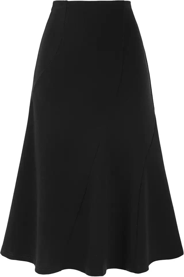 Allegra K Ausgestellte Röcke mit hoher Taille für Damen der 1950er Jahre, einfarbig, Business-Casual-Midirock
