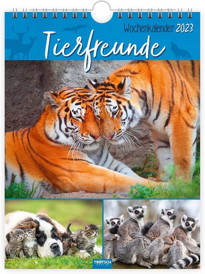 Trötsch Wochenkalender zum Hängen Tierfreunde 2023: Wandkalender