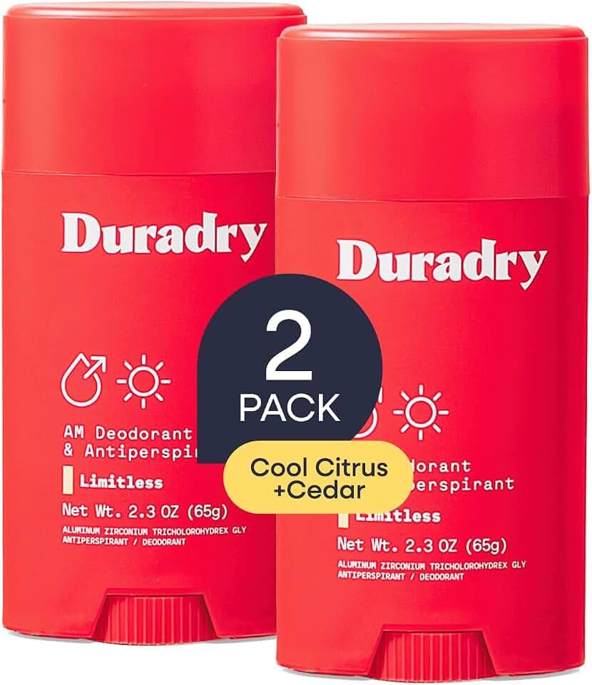 Duradry Clinical Sweat Control Stick – Sweat&Odor Control, Limitless, 2Pk
