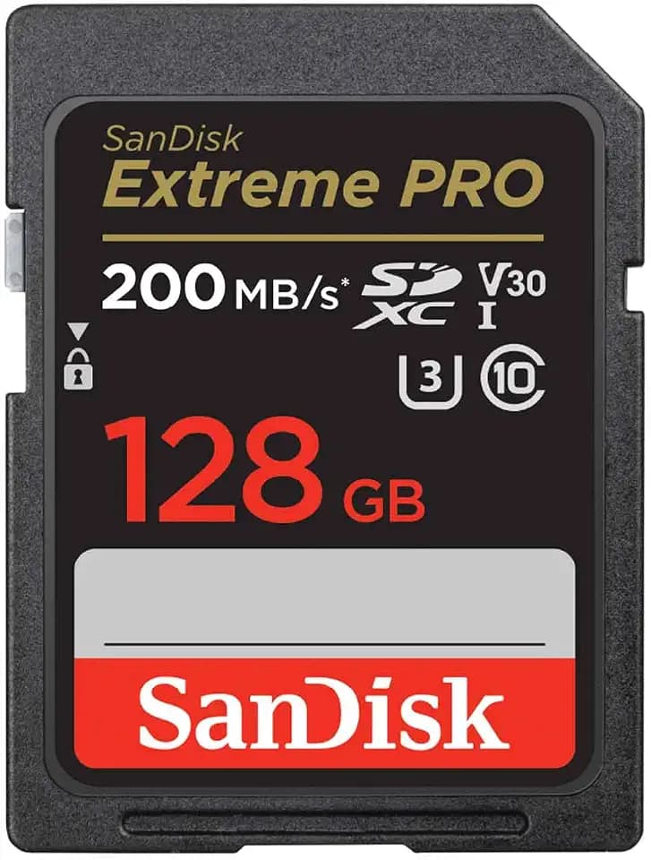 SanDisk Extreme PRO SDSDXXD-128G-GHJIN SD Card, 128 GB, SDXC Class 10, UHS-I V30, Read Up to 200 MB/s, New Package
