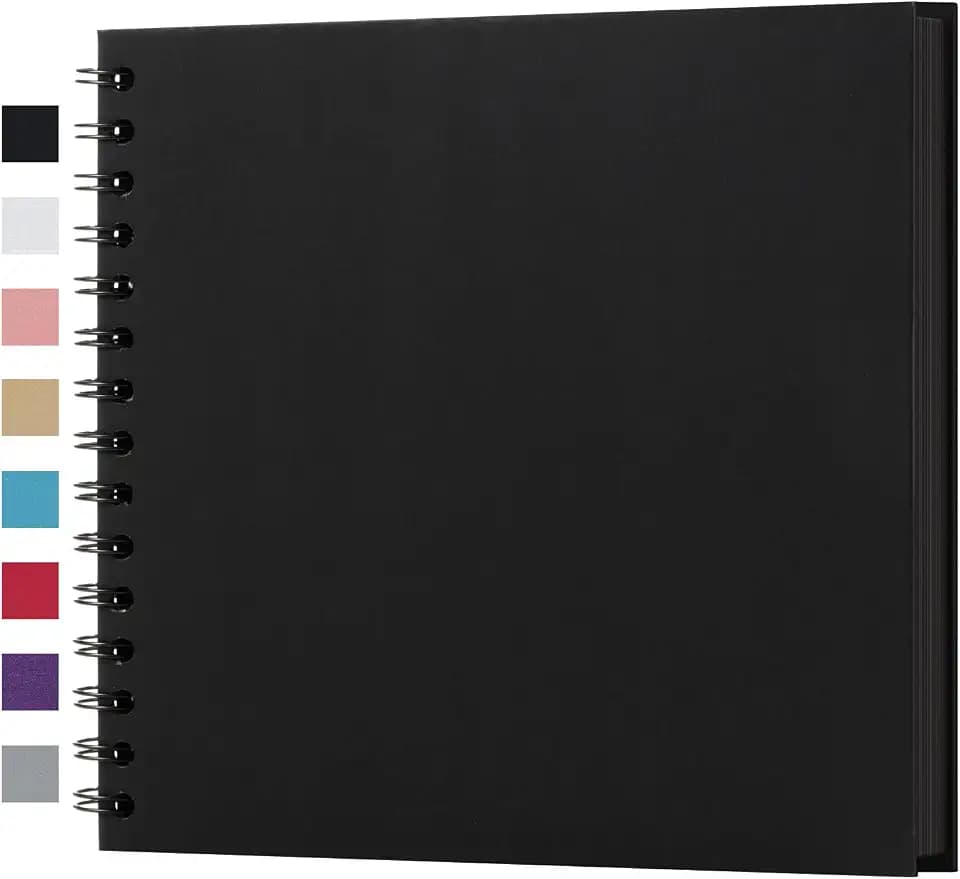 potricher 8 x 8 Inch DIY Scrapbook Album 40 Pages with Kraft Paper, Black