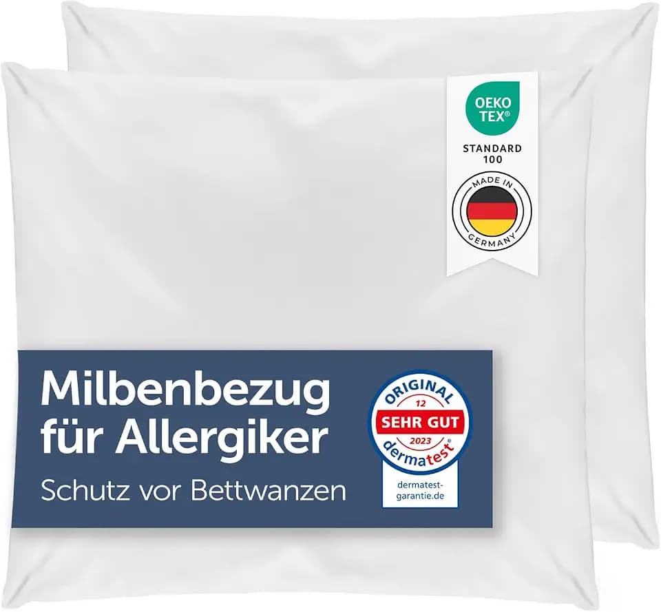 Blumtal® Milbenbezug Kissen 40x40cm 2er Set - Oeko-TEX zertifizierte Allergiker Bettwäsche 40x40cm - Milbenbezug für Kissen