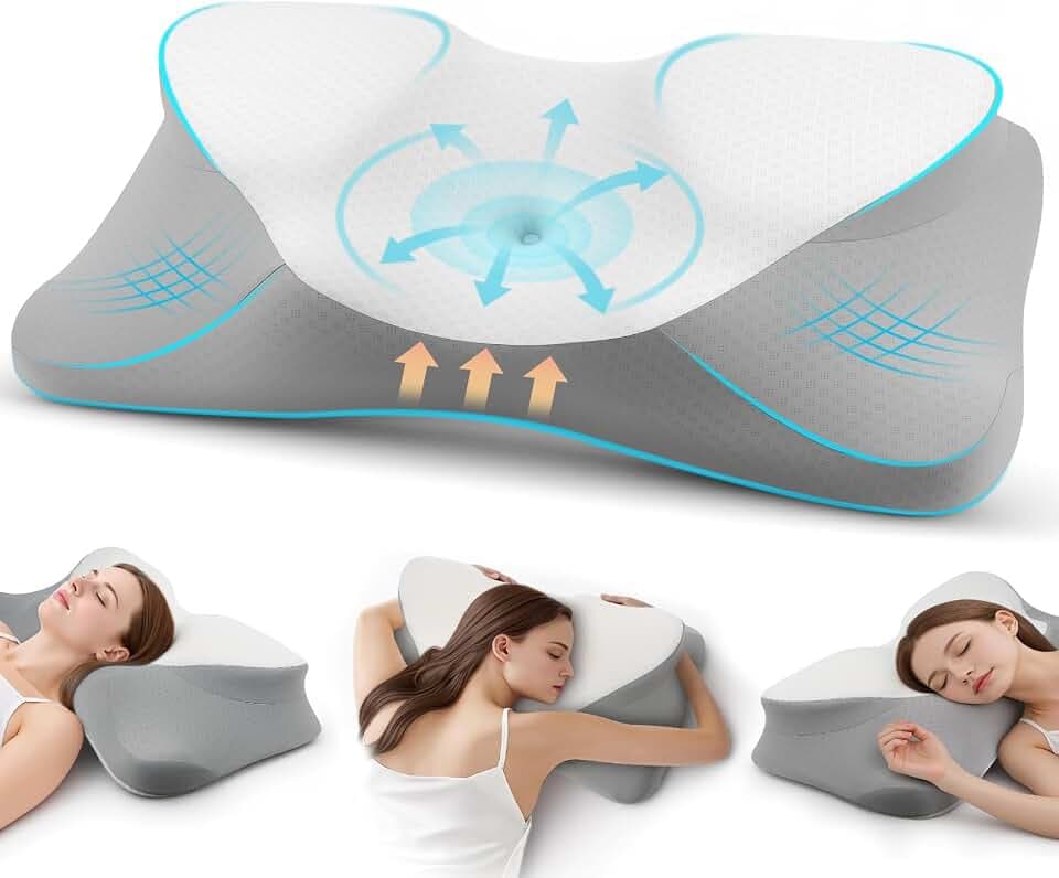 Feagar Schmetterlingsförmiges Nackenkissen Memory Foam [Grau]