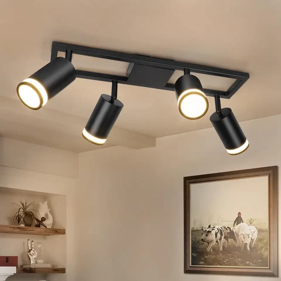 Deckenstrahler 4 Flammig, GU10 Deckenlampe Schwarz