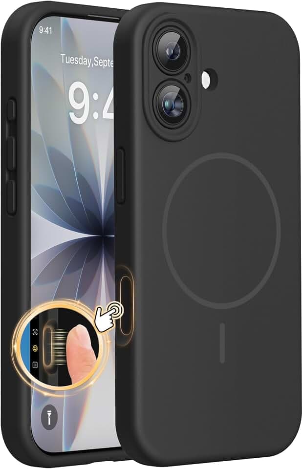 Miracase Silicone & Magnetic for iPhone 17 Case, Black