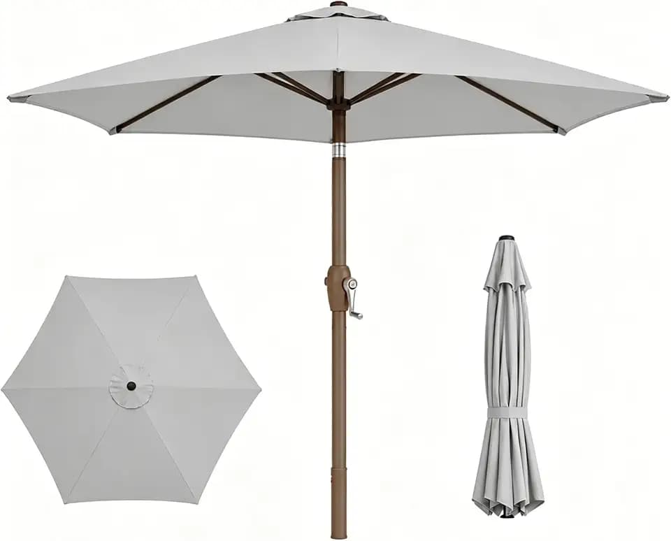 7.5ft Patio Umbrella, Outdoor Table Market Umbrella with Smooth Crank Lift, 6 Windproof Fiberglass Ribs, UPF50+ UV Protection for Deck, Pool, Garden and Backyard