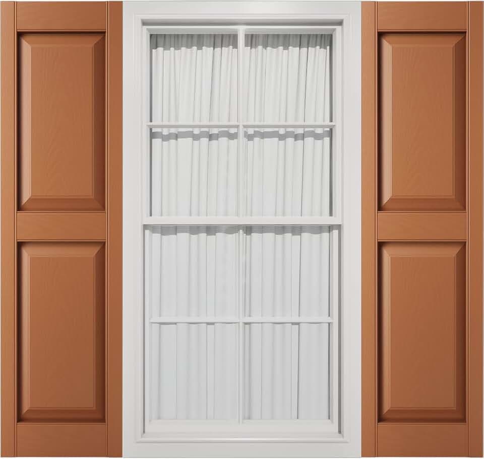 14 3/4"W x 55"H Mid-America Vinyl, Standard Size Williamsburg Double Panel Shutters, w/Installation Shutter-Lok's & Matching Screws (Per Pair), 471 - Treated Cedar