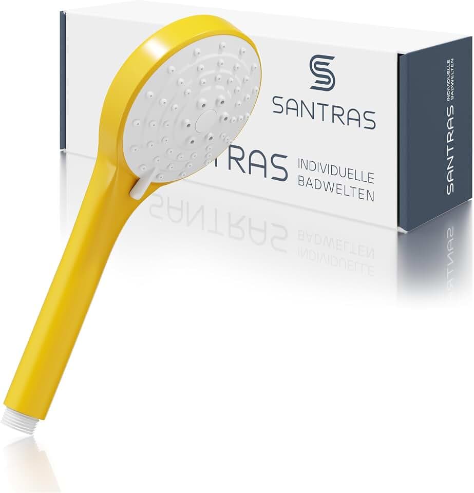 SANTRAS® Duschkopf/Handbrause Gelb, 3 Strahlarten