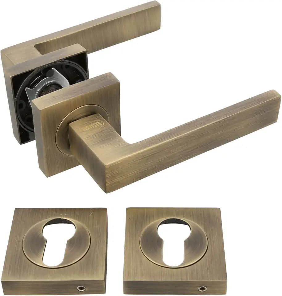 Amig - Türgriff-Set | Mod. CADIZ | 52 x 124 mm | mit Bocallave | Elegantes und schlichtes Design | Ergonomischer Griff | Zamak Leder