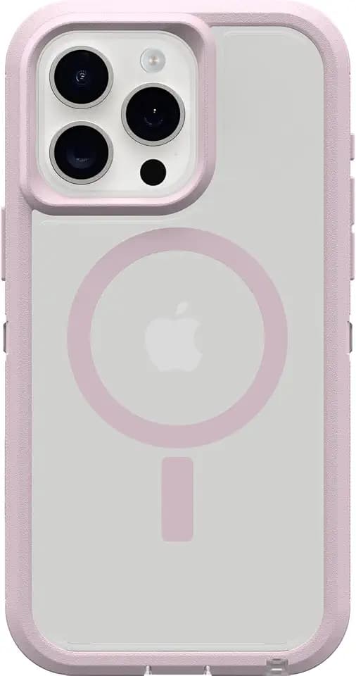 OtterBox iPhone 15 Pro MAX (Only) Defender Series XT Clear Case - Mountain Frost (Clear), screenless, Rugged, Snaps to MagSafe, Lanyard Attachment